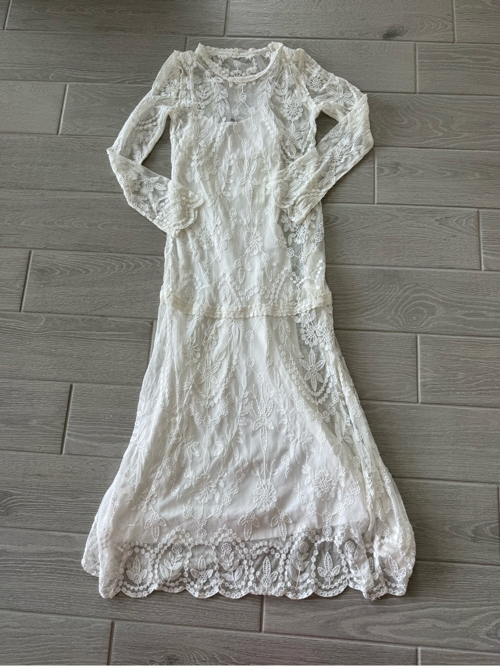 DOUBLE D RANCH Ivory Lace Lined Wedding Bridal Boho Western Dress Size XS VGUC - Picture 1 of 6